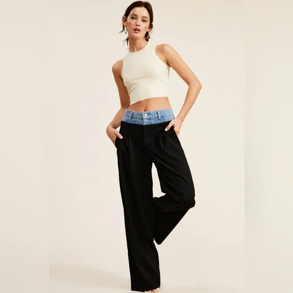 Denim Waistband Trousers in Black. New with Tags - Picture 6 of 7